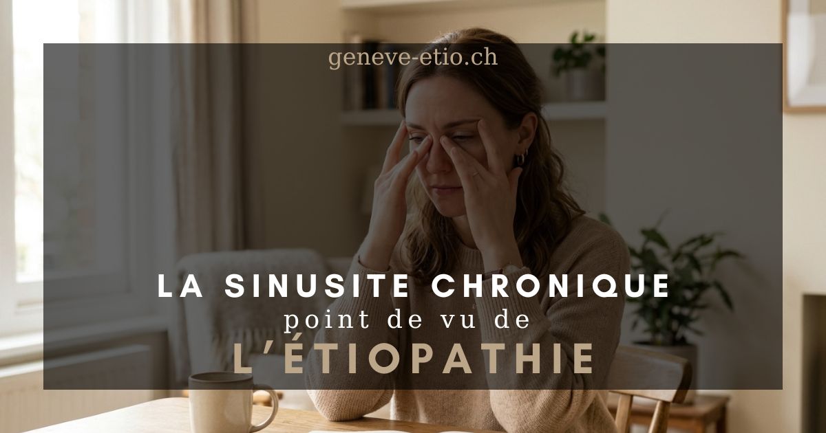 Adulte se touchant le visage, sinusite chronique, consultation étiopathie Genève