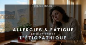 Femme fatiguée par une rhinite allergique saisonnière à Genève, manque d'énergie et congestion nasale
