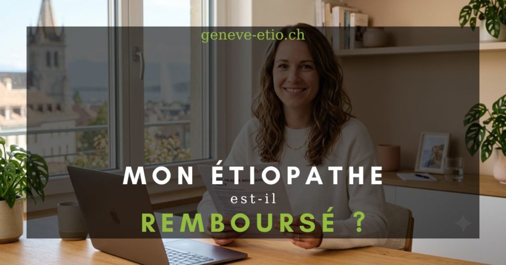 Femme consultant sa complémentaire pour le remboursement de ses séances d'étiopathie à Genève
