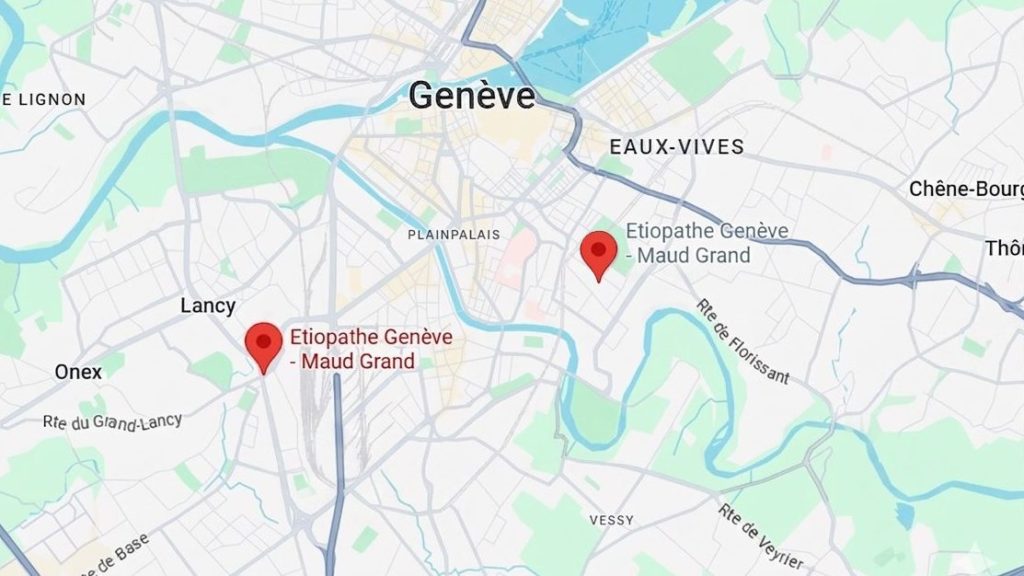 Carte localisation cabinet étiopathe Genève Grand-Lancy Champel