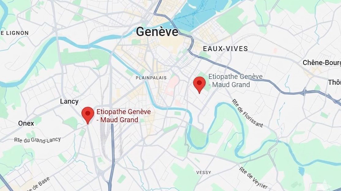 Carte localisation cabinet étiopathe Genève Grand-Lancy Champel