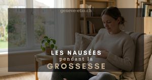 Femme enceinte au repos à la maison, nausées pendant la grossesse, premier trimestre, Genève