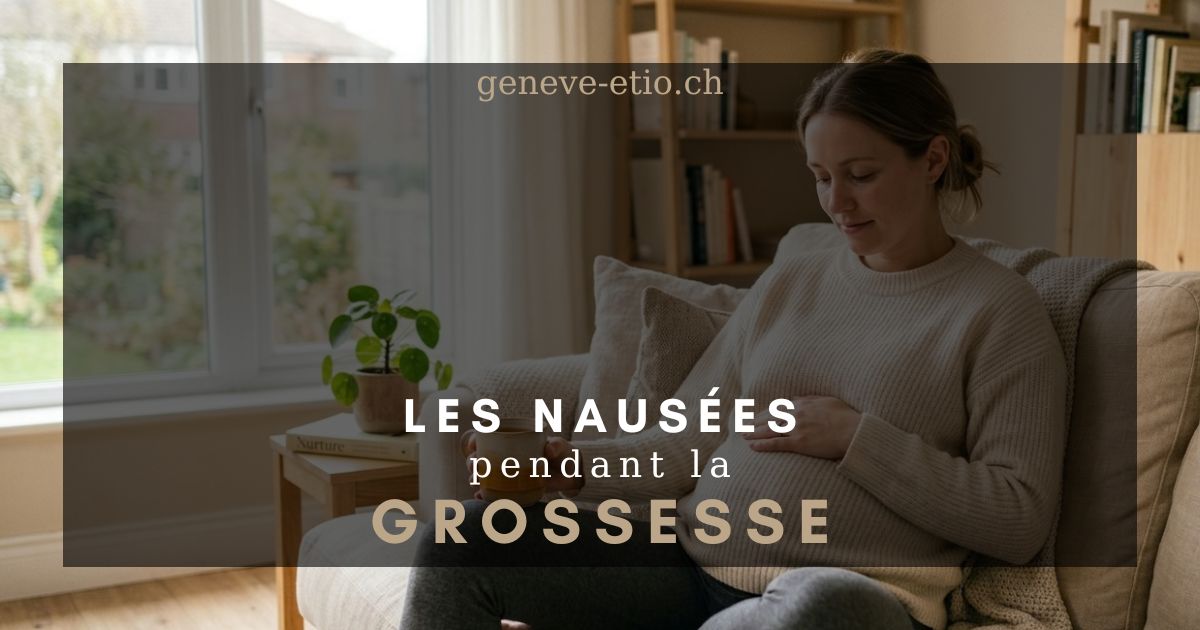 Femme enceinte au repos à la maison, nausées pendant la grossesse, premier trimestre, Genève