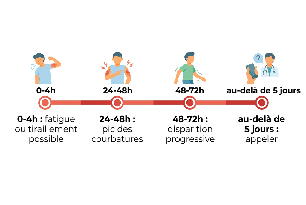 Chronologie des effets secondaires possibles après une séance d'étiopathie, de 0 heure à 3 jours